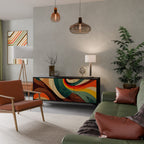 COLORFUL STRANDS Aparador de 3 Portas em Acabamento Preto