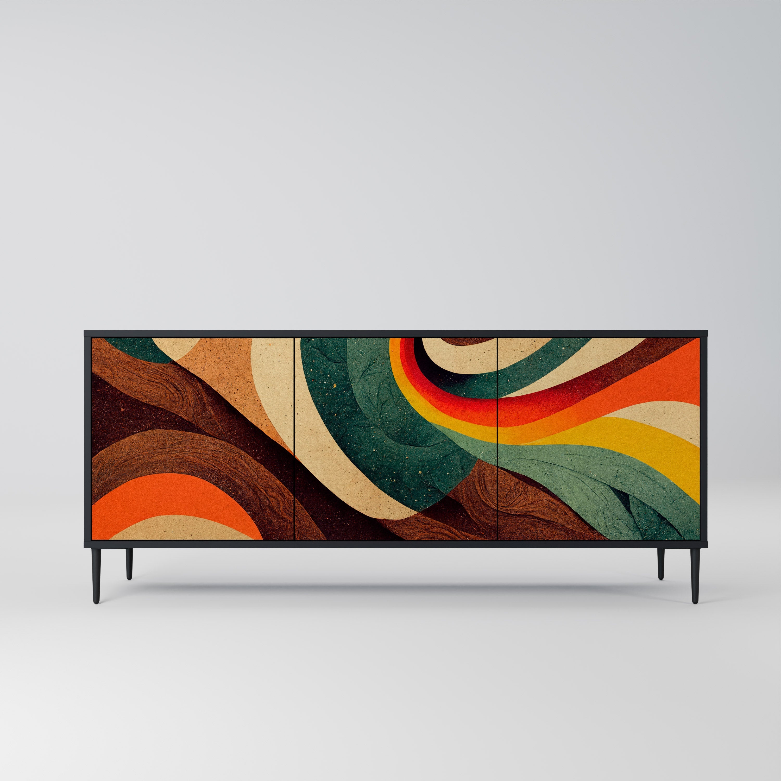 COLORFUL STRANDS 3-Door Sideboard in Black Finish