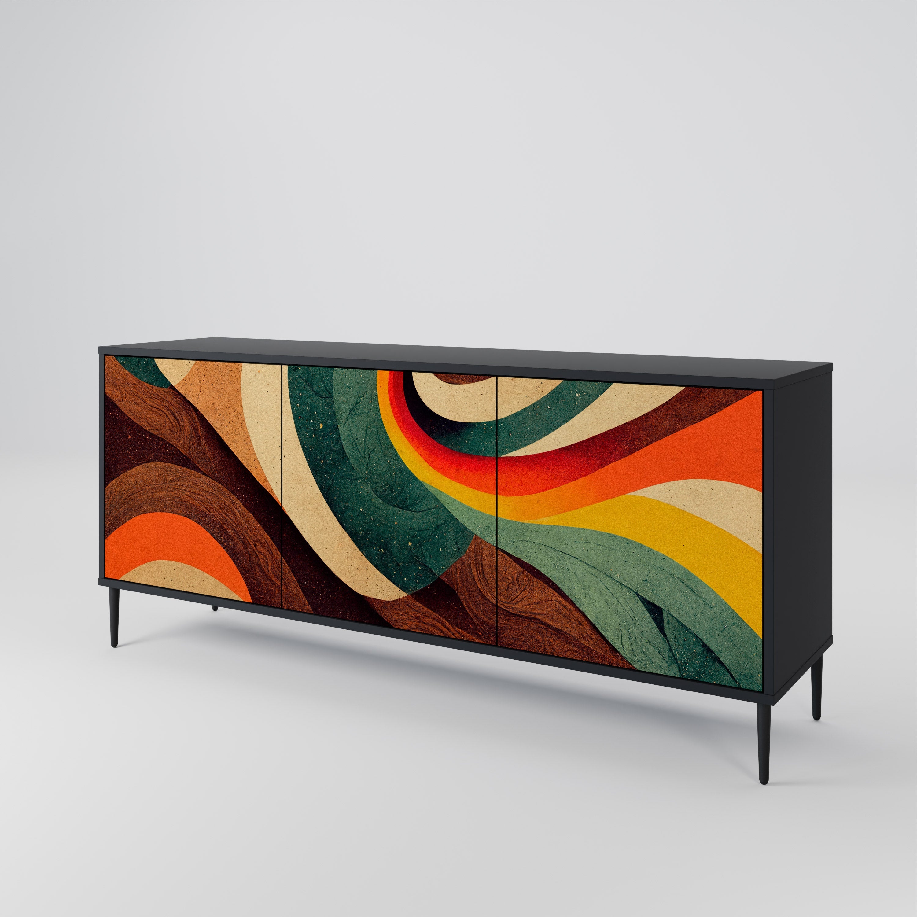 COLORFUL STRANDS 3-Door Sideboard in Black Finish