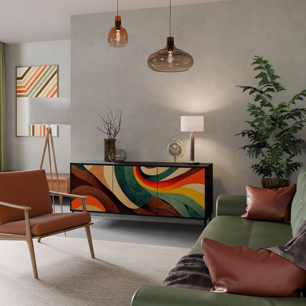 COLORFUL STRANDS Aparador de 3 Portas em Acabamento Preto