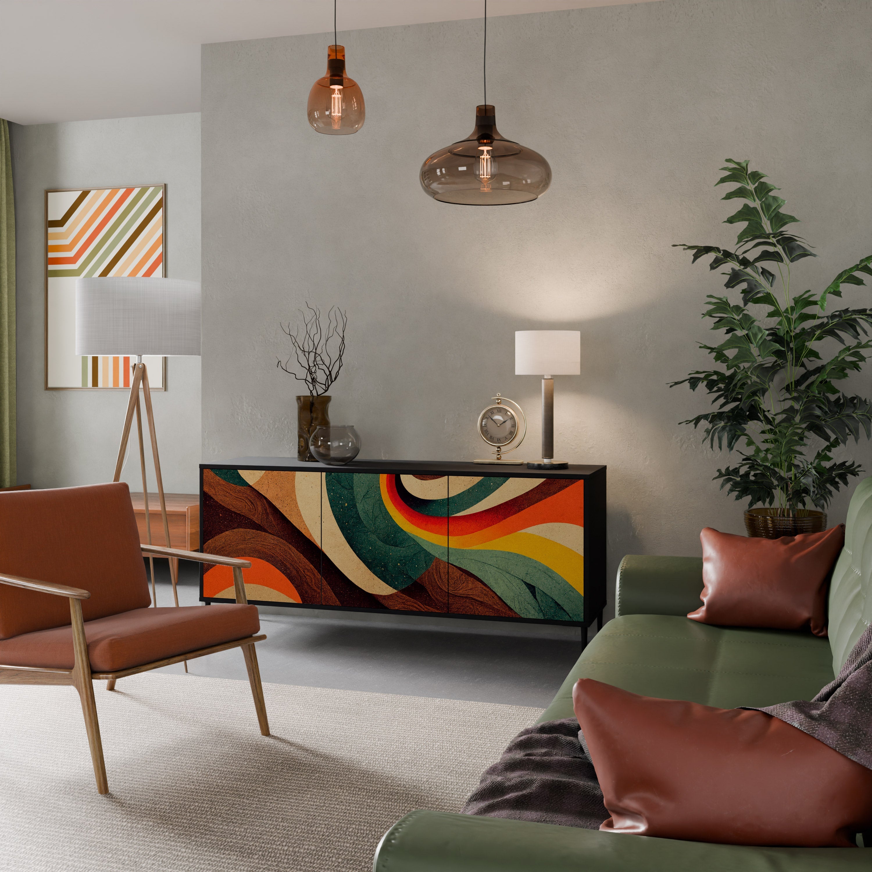 COLORFUL STRANDS 3-Door Sideboard in Black Finish