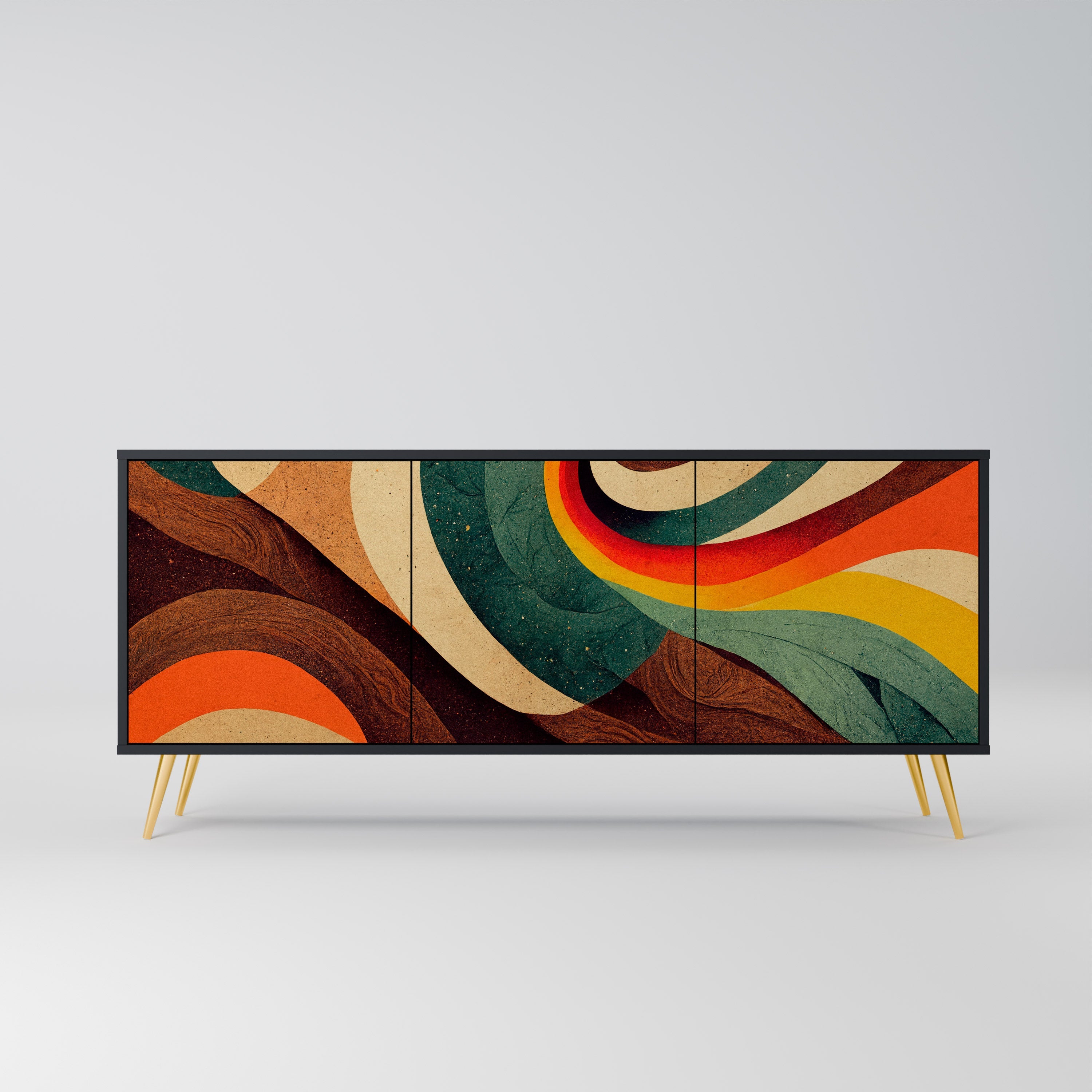 COLORFUL STRANDS 3-Door Sideboard in Black Finish