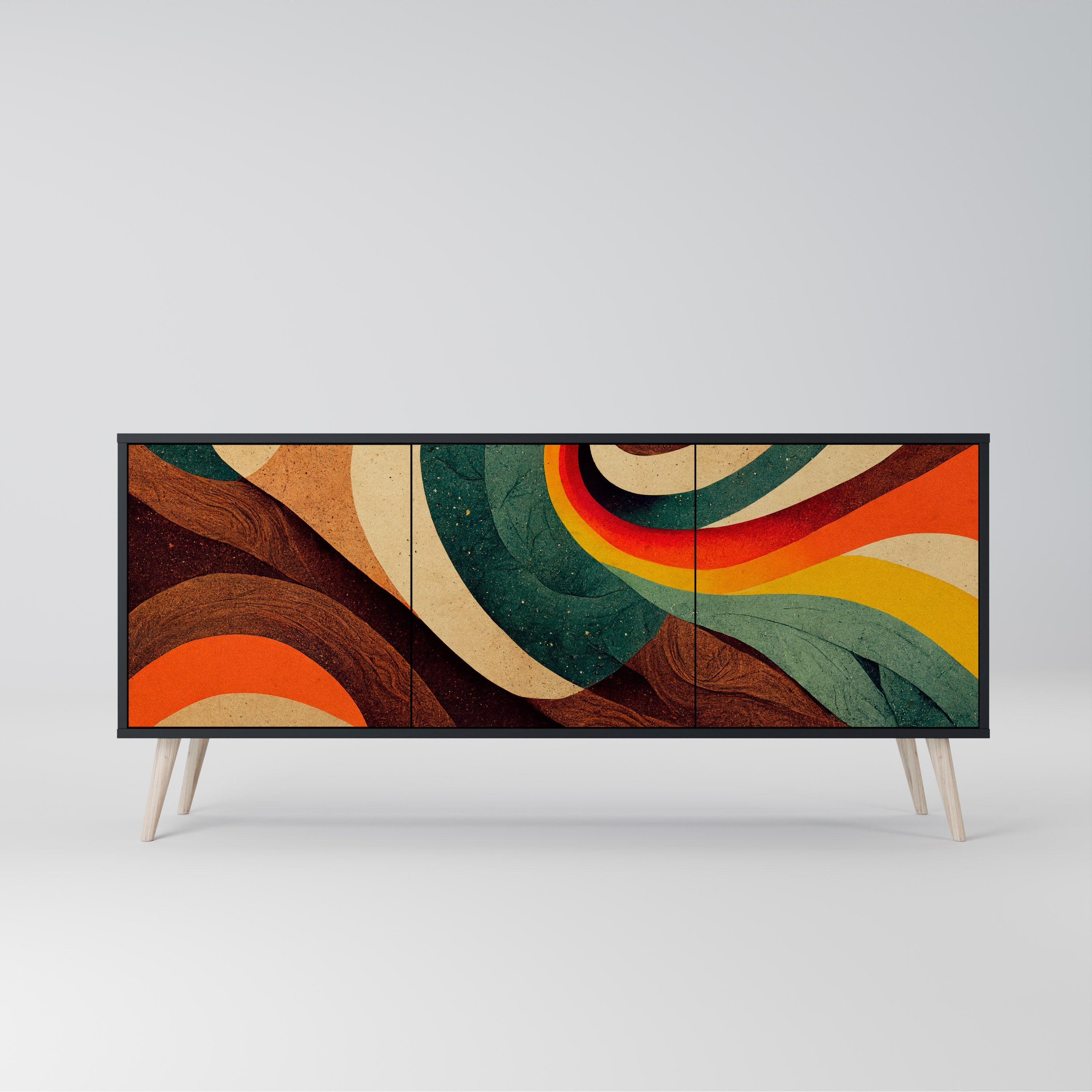 COLORFUL STRANDS 3-Door Sideboard in Black Finish