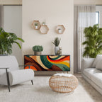 COLORFUL STRANDS Aparador de 3 Portas em Acabamento Preto