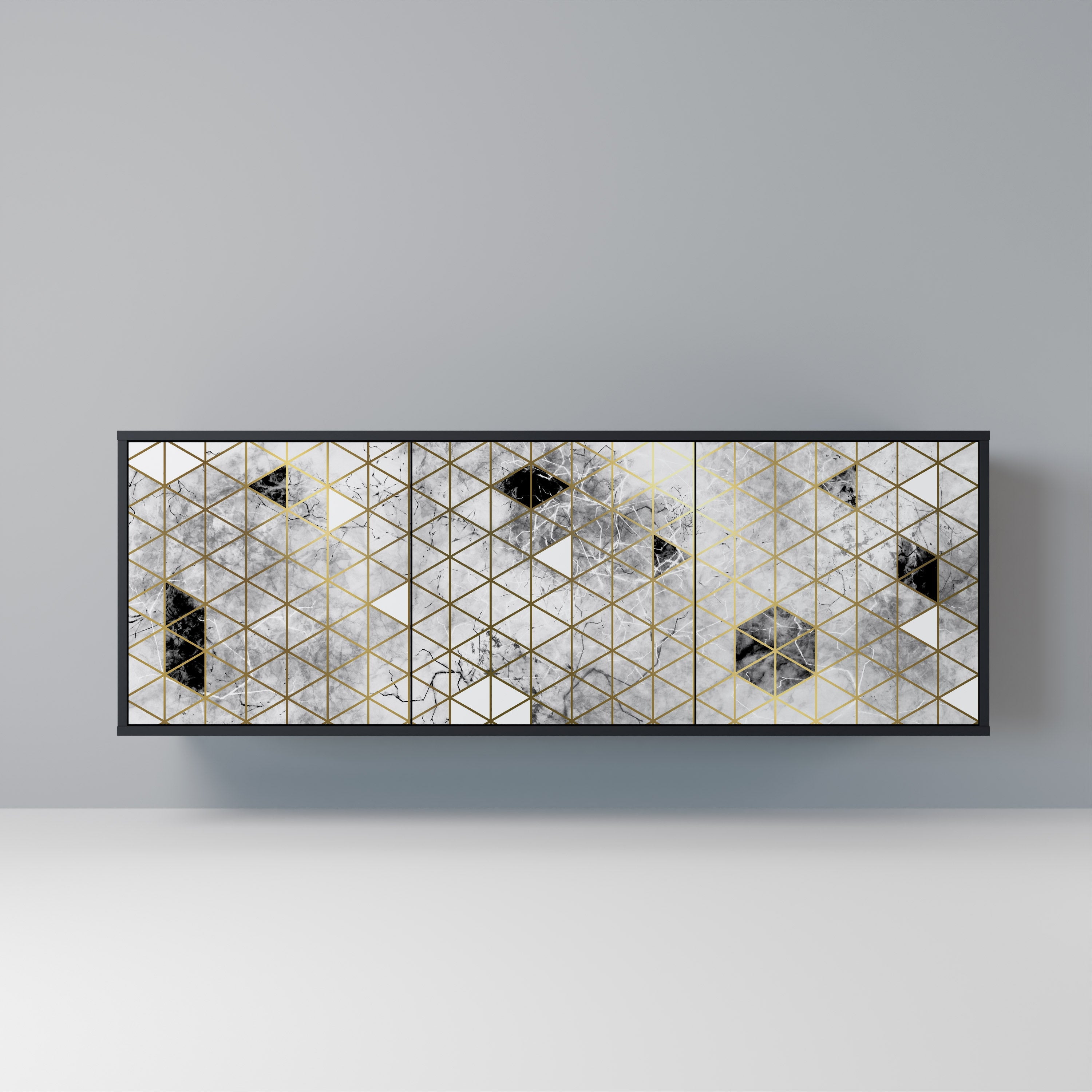 ASHEN ARIA 3-Door Sideboard in Black Finish