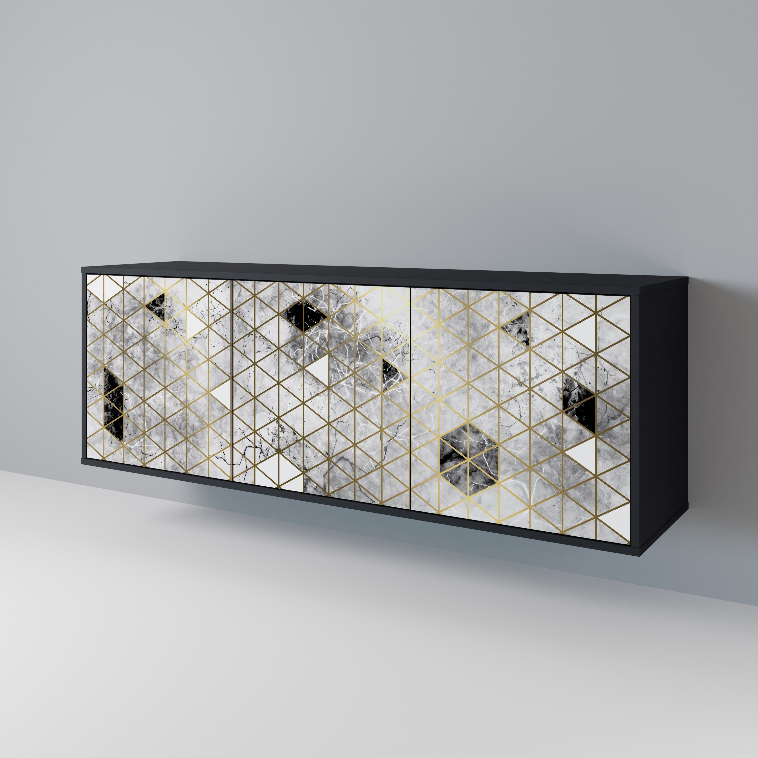 ASHEN ARIA 3-Door Sideboard in Black Finish