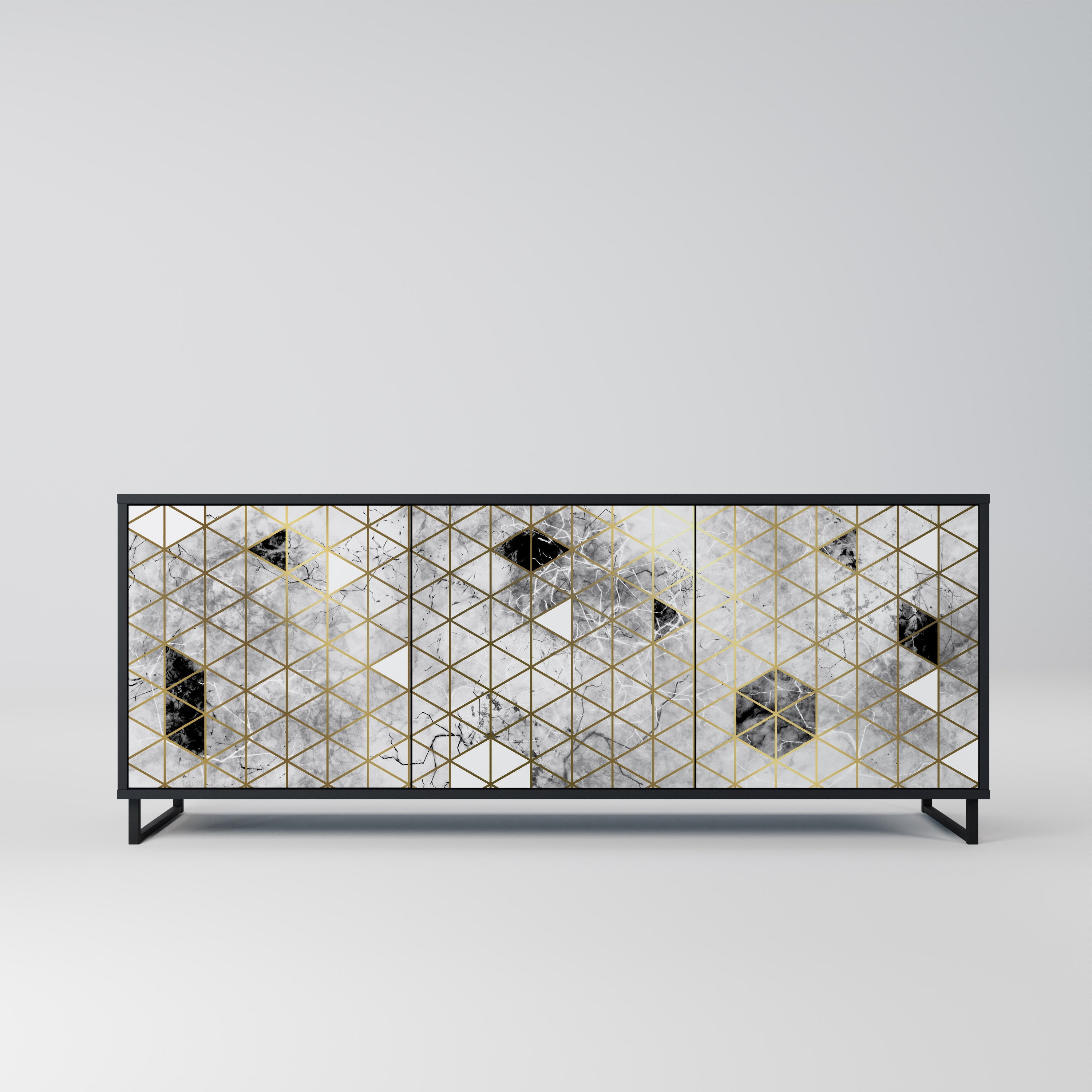 ASHEN ARIA 3-Door Sideboard in Black Finish