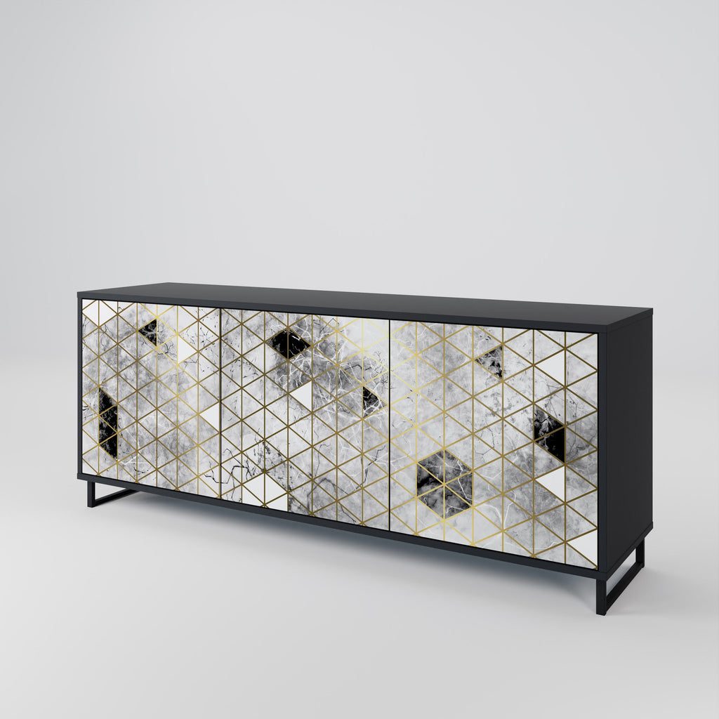 ASHEN ARIA 3-Door Sideboard in Black Finish