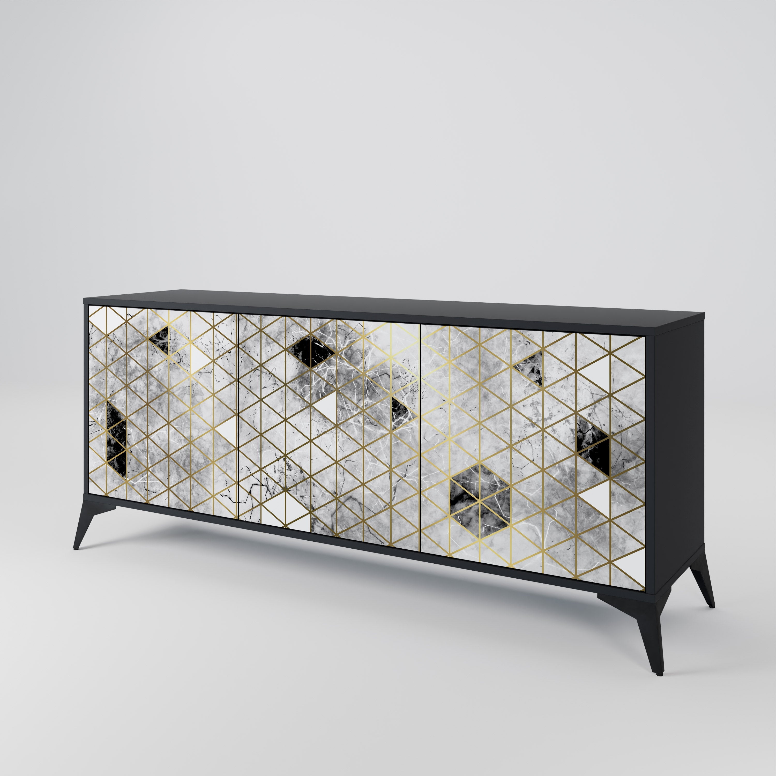 ASHEN ARIA 3-Door Sideboard in Black Finish