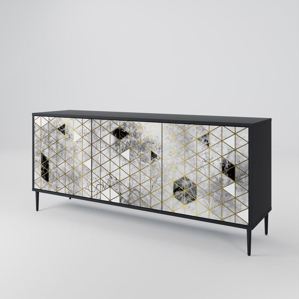 ASHEN ARIA 3-Door Sideboard in Black Finish