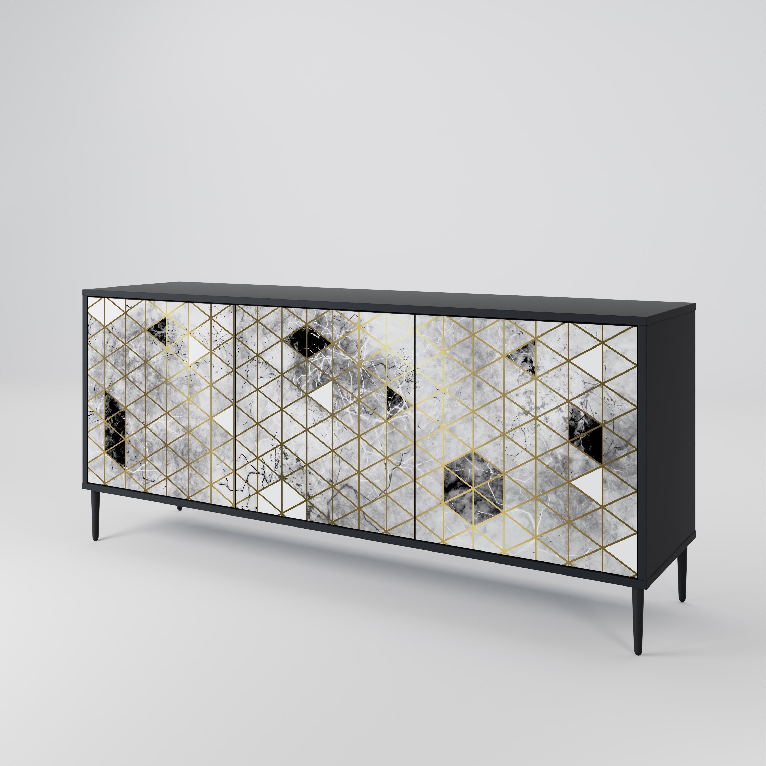 ASHEN ARIA 3-Door Sideboard in Black Finish