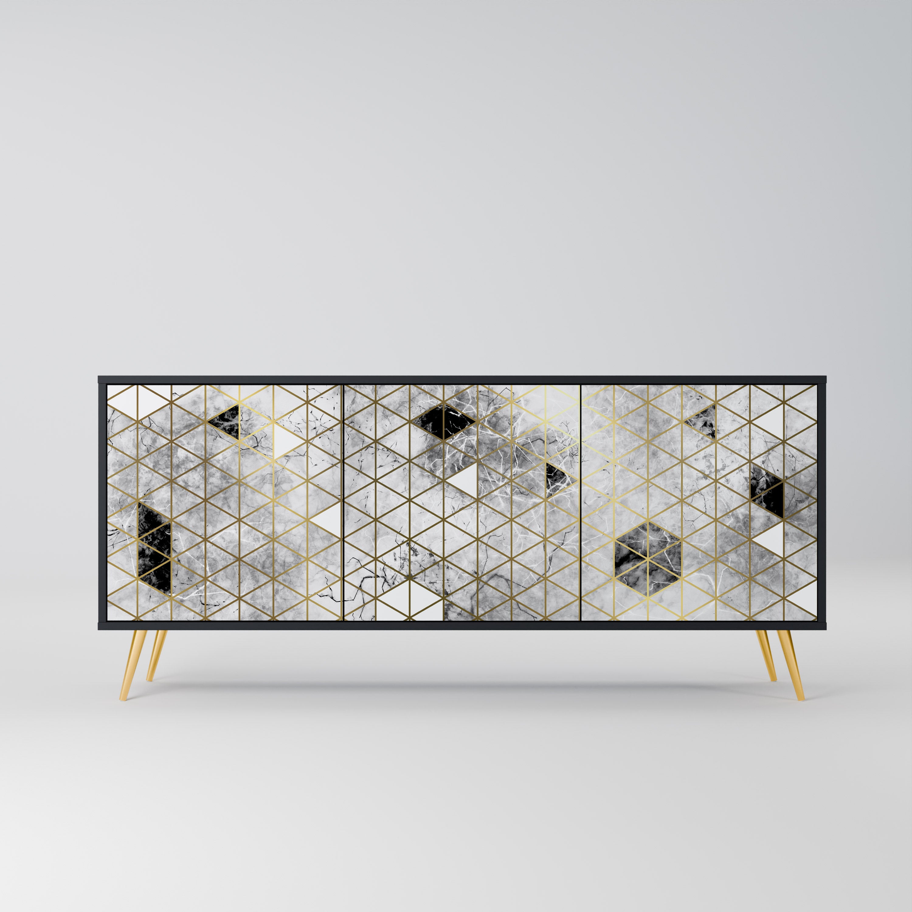 ASHEN ARIA 3-Door Sideboard in Black Finish