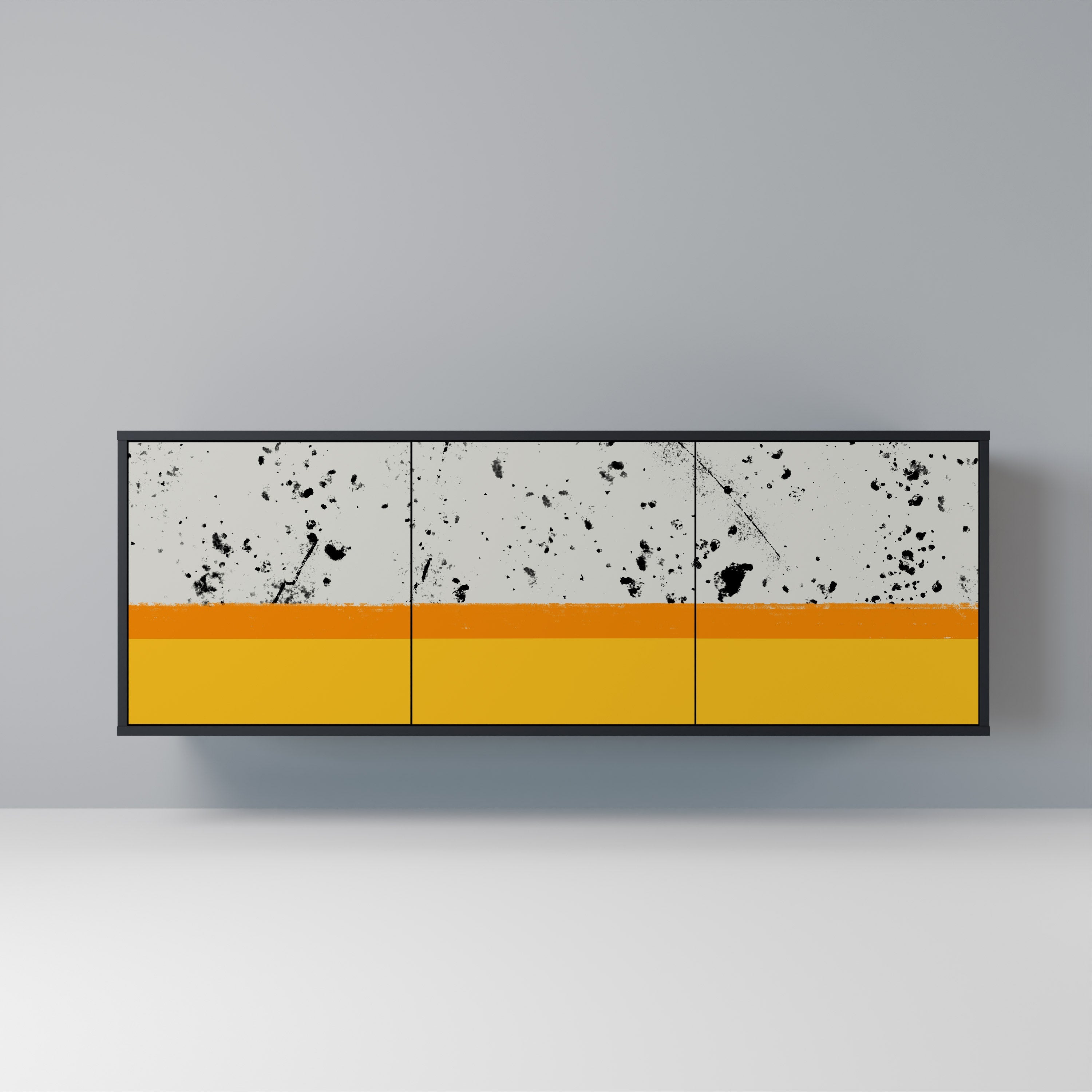 DYED BY ORANGE 3-Door Sideboard in Black Finish