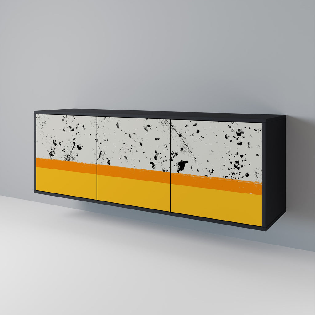 DYED BY ORANGE 3-Door Sideboard in Black Finish
