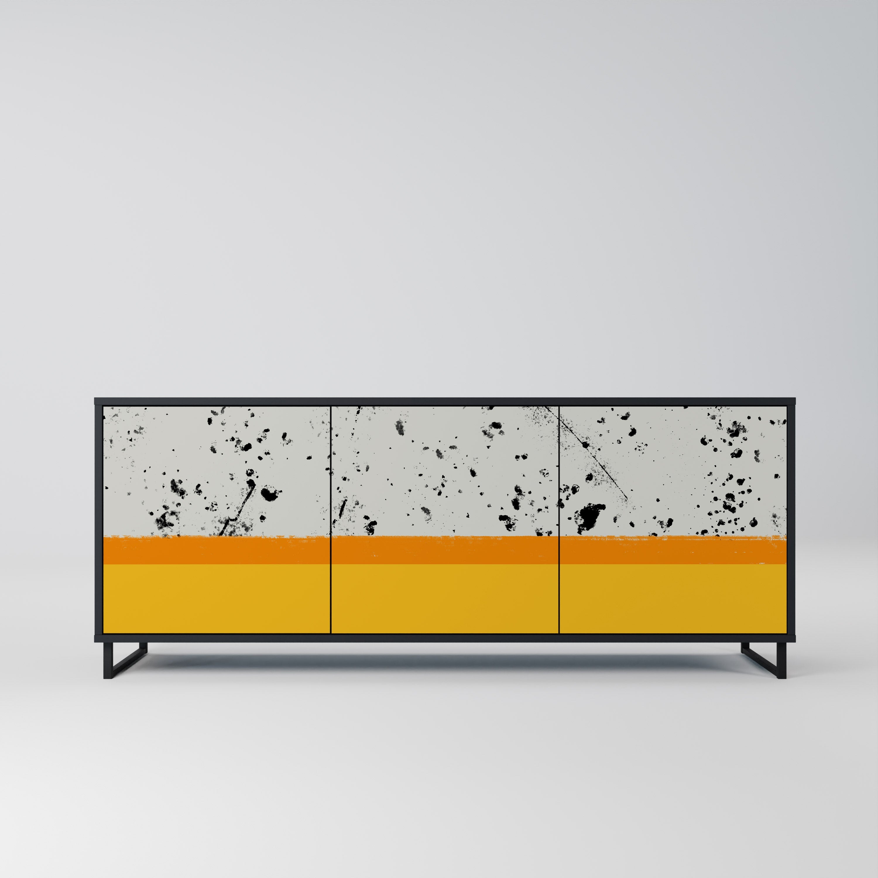 DYED BY ORANGE 3-Door Sideboard in Black Finish