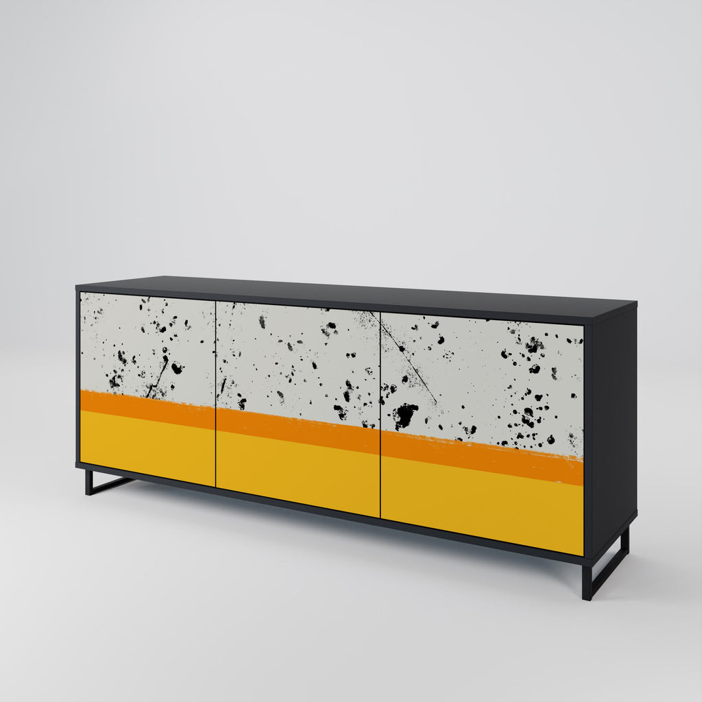 DYED BY ORANGE 3-Door Sideboard in Black Finish