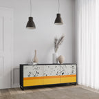 DYED BY ORANGE 3-Door Sideboard in Black Finish