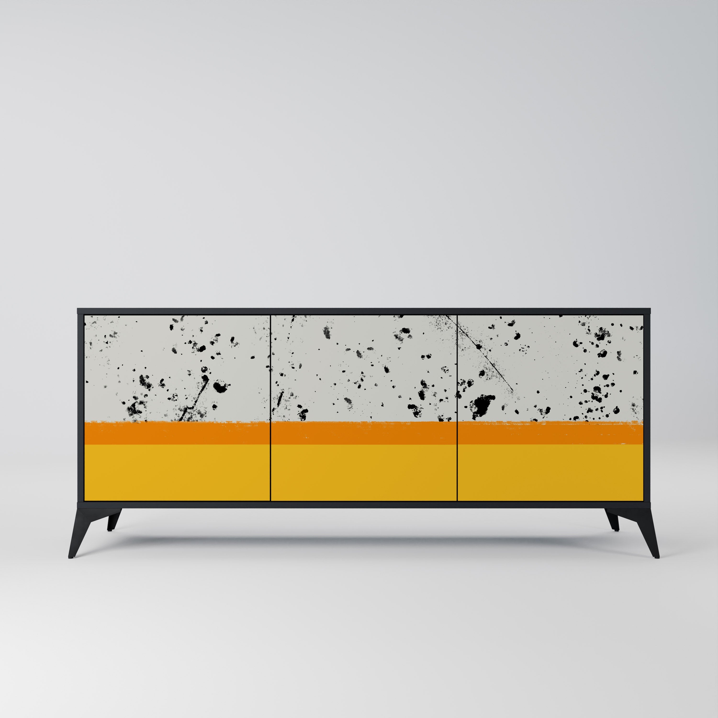 DYED BY ORANGE 3-Door Sideboard in Black Finish