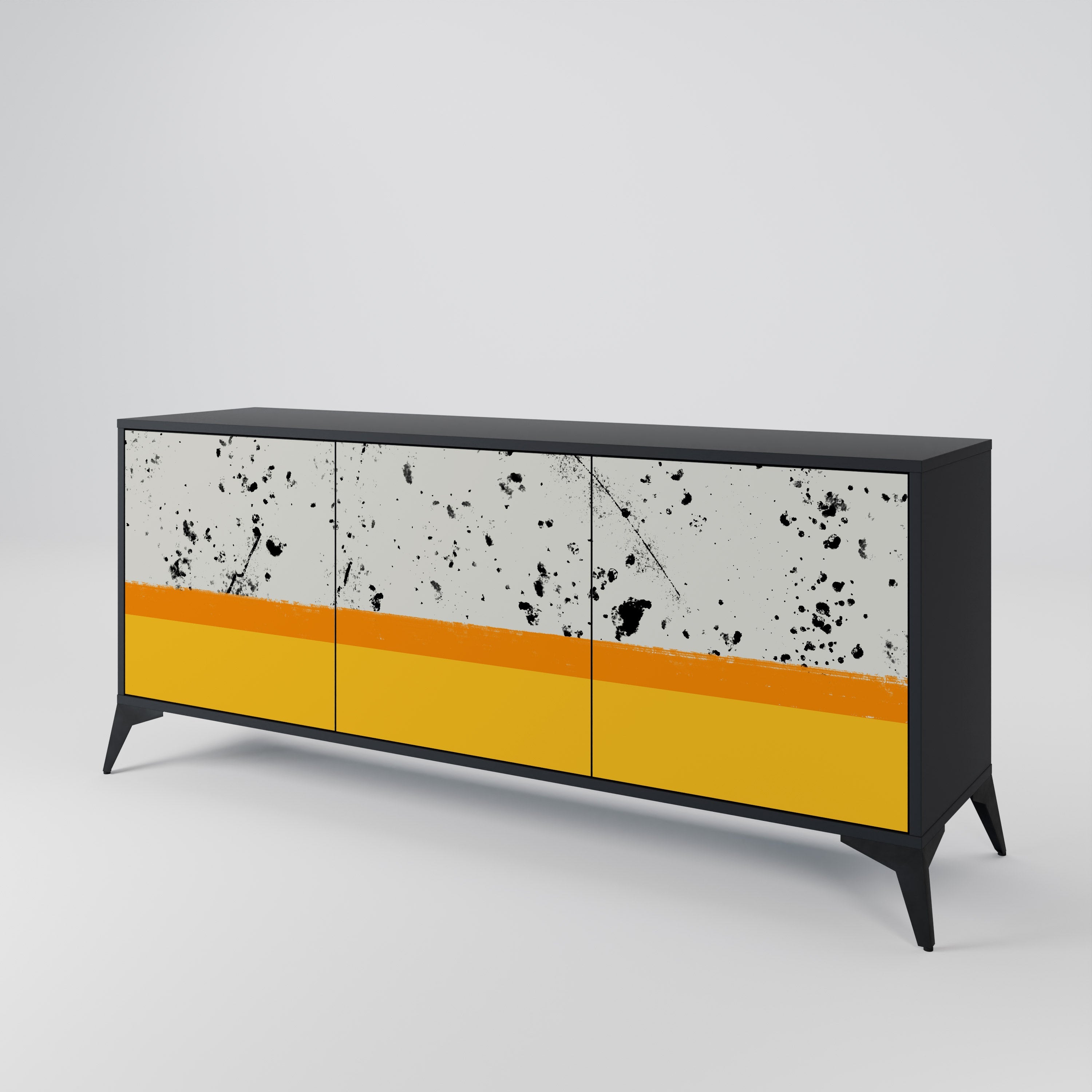 DYED BY ORANGE 3-Door Sideboard in Black Finish