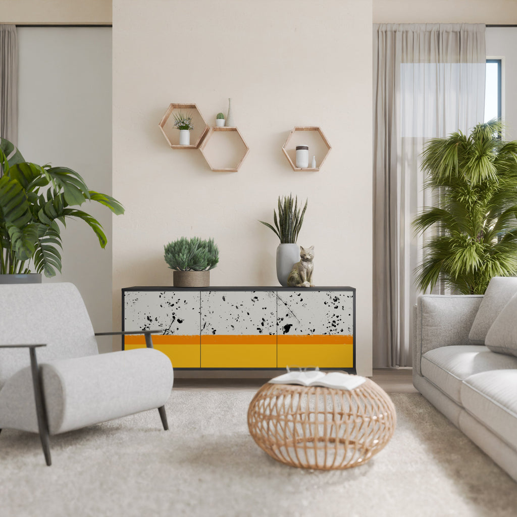 DYED BY ORANGE 3-Door Sideboard in Black Finish