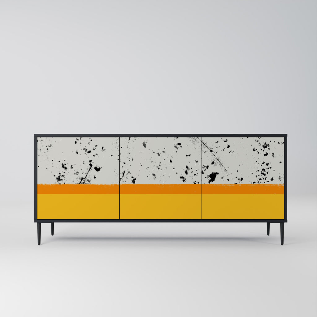 DYED BY ORANGE 3-Door Sideboard in Black Finish