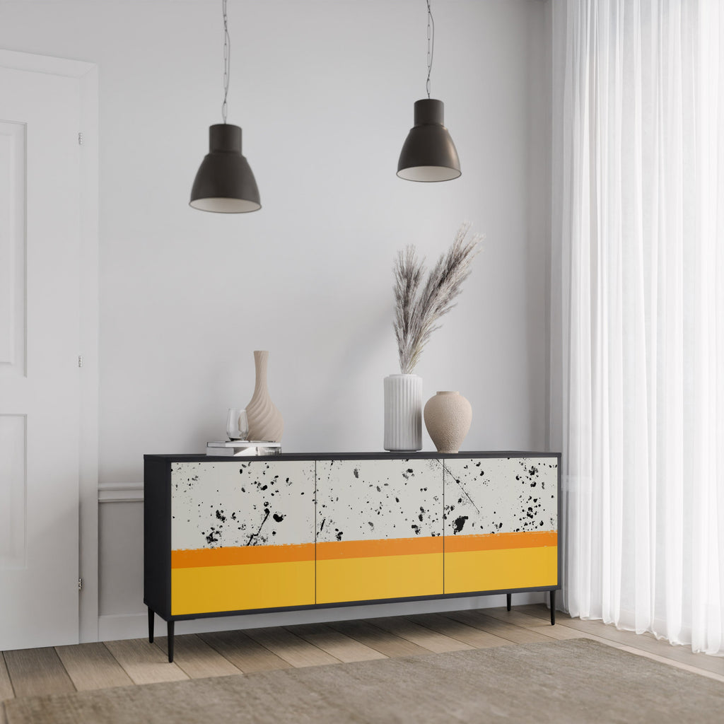 DYED BY ORANGE 3-Door Sideboard in Black Finish
