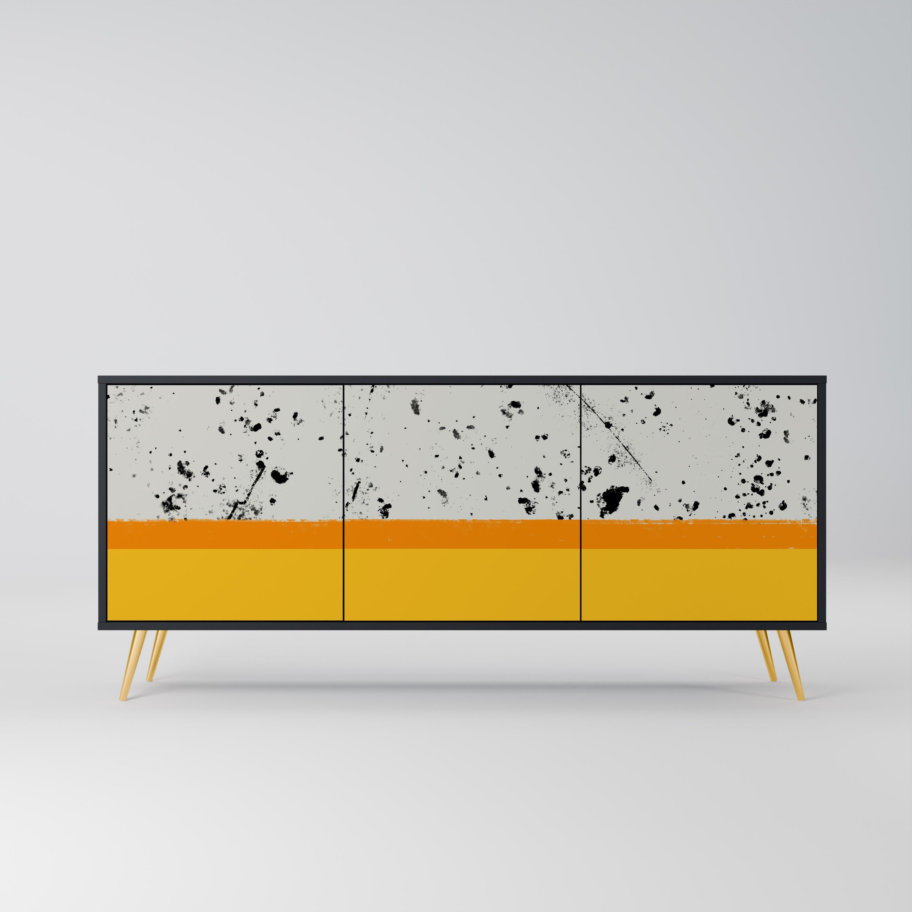 DYED BY ORANGE 3-Door Sideboard in Black Finish