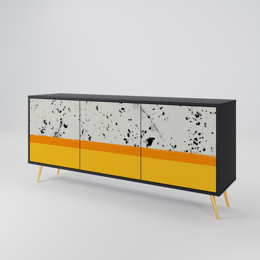 DYED BY ORANGE 3-Door Sideboard in Black Finish