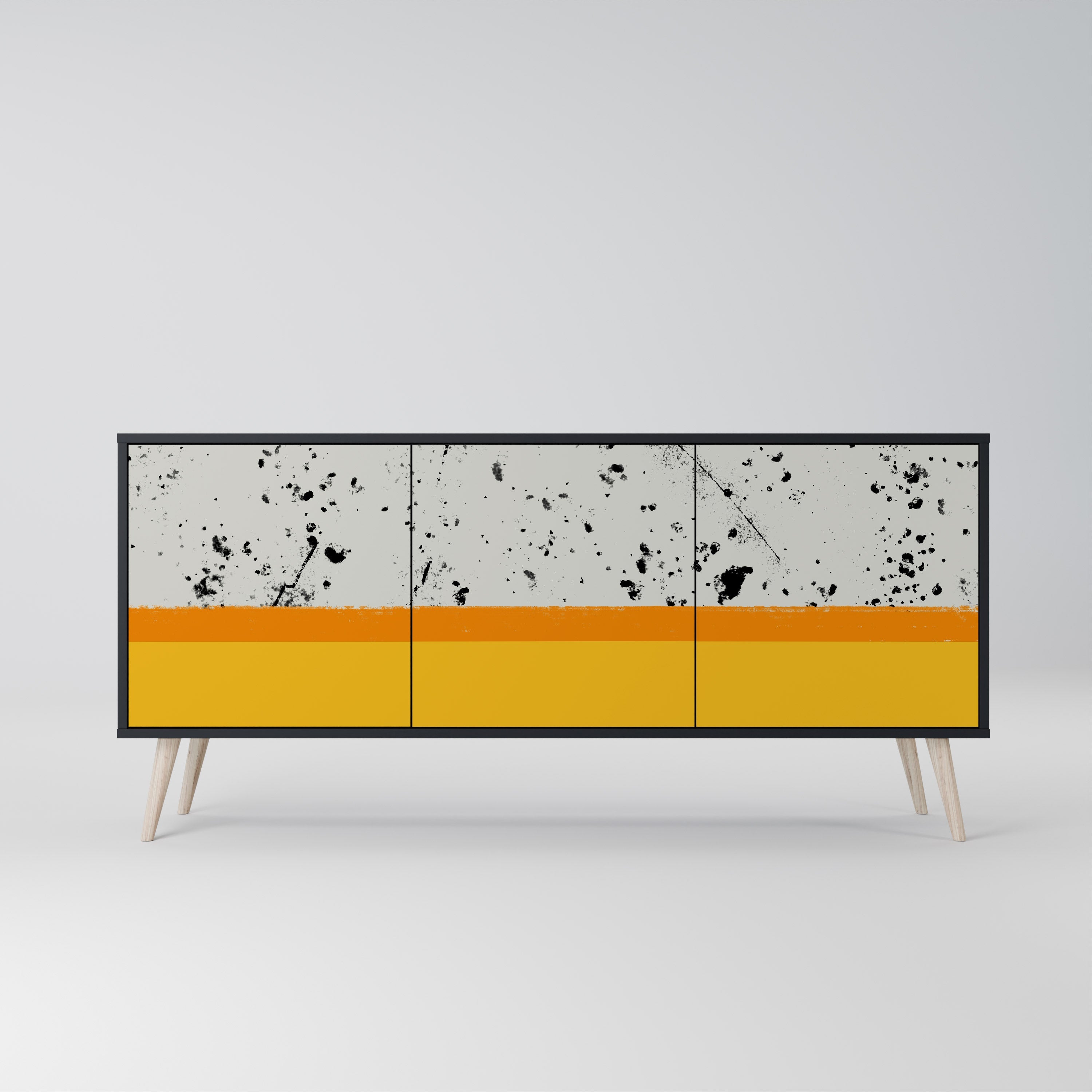 DYED BY ORANGE 3-Door Sideboard in Black Finish