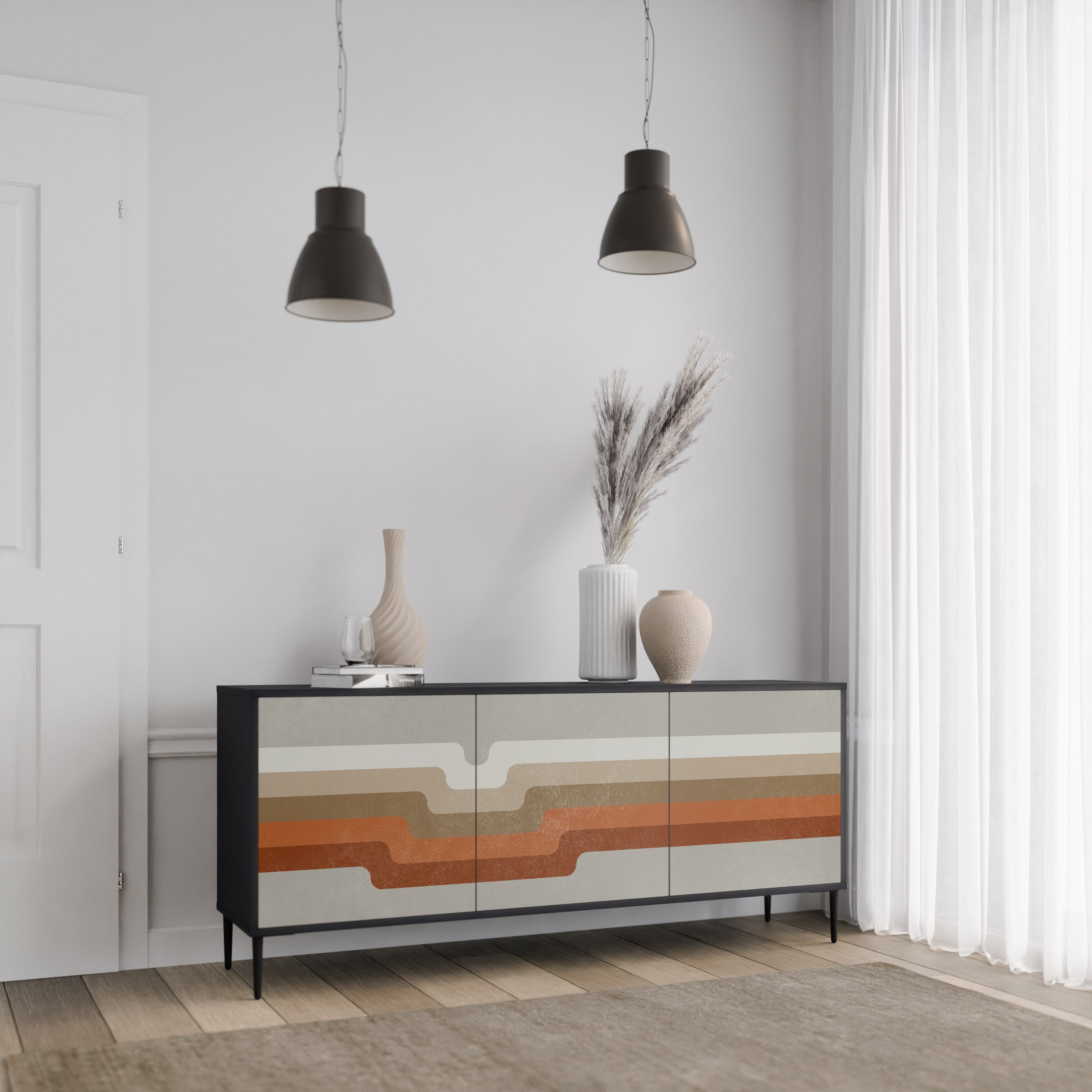 PECULIAR TRAIL 3-Door Sideboard in Black Finish