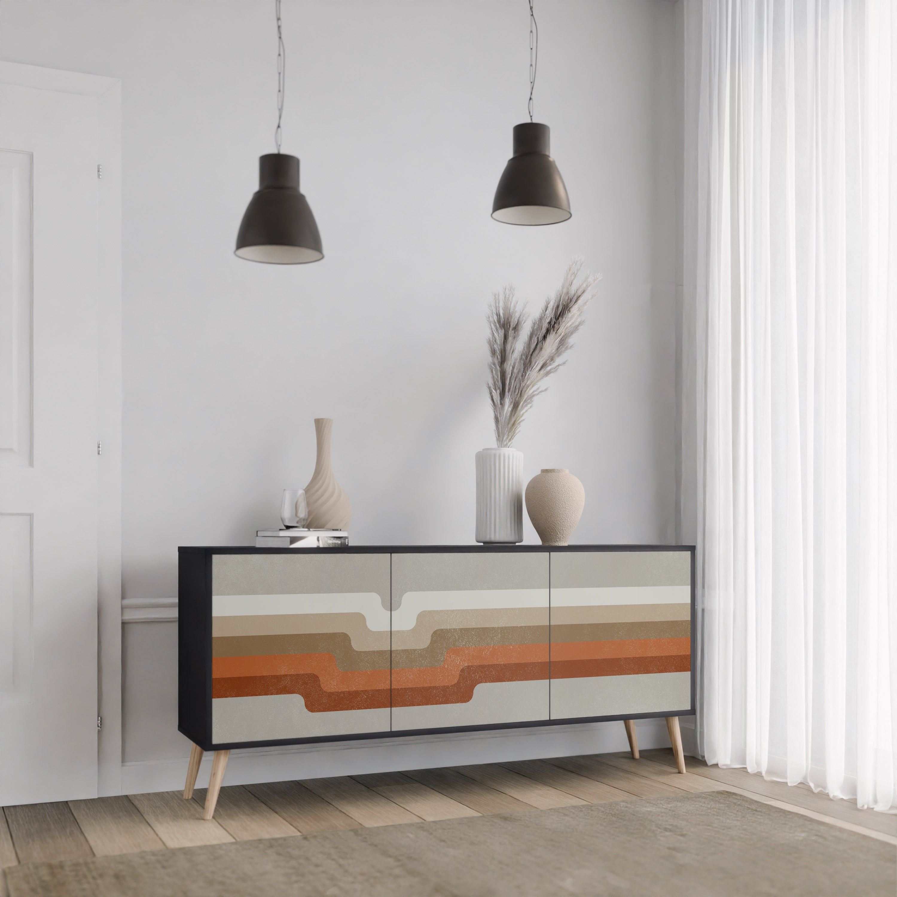 PECULIAR TRAIL 3-Door Sideboard in Black Finish