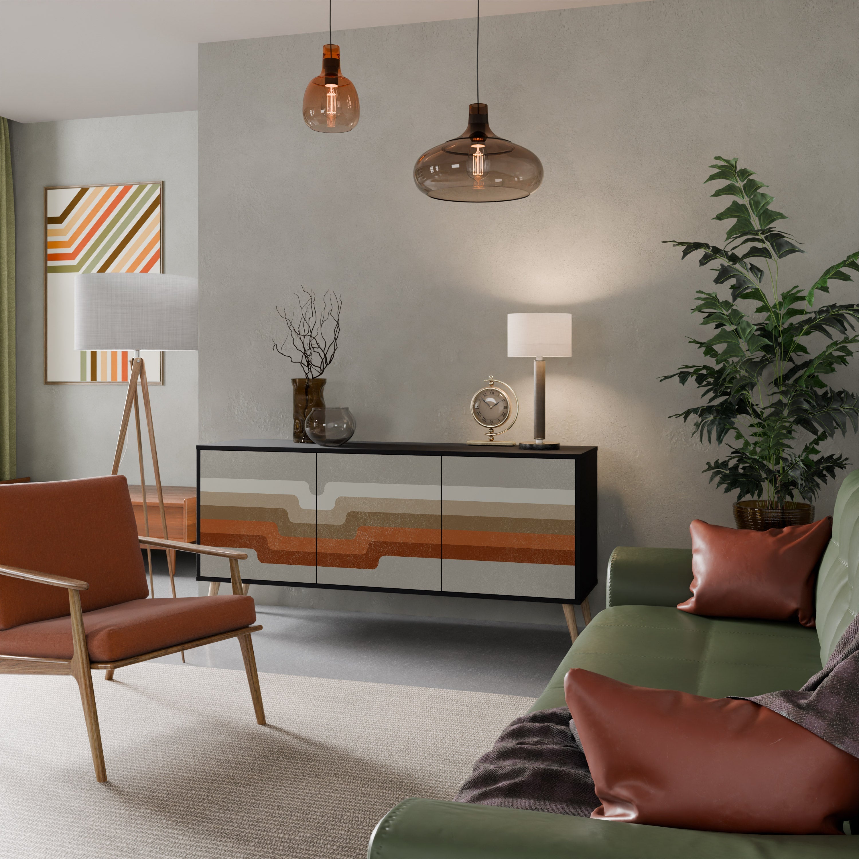 PECULIAR TRAIL 3-Door Sideboard in Black Finish