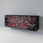 BROKEN LINES 3-Door Sideboard in Black Finish