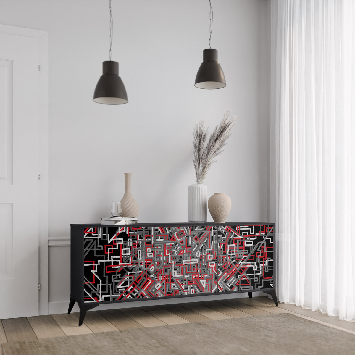 BROKEN LINES 3-Door Sideboard