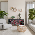 BROKEN LINES 3-Door Sideboard in Black Finish