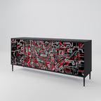 BROKEN LINES 3-Door Sideboard in Black Finish