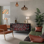 BROKEN LINES 3-Door Sideboard in Black Finish