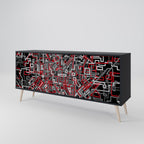 BROKEN LINES 3-Door Sideboard in Black Finish