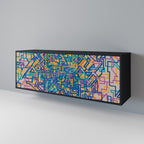 MEMORIES MAP 3-Door Sideboard in Black Finish