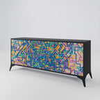 MEMORIES MAP 3-Door Sideboard in Black Finish