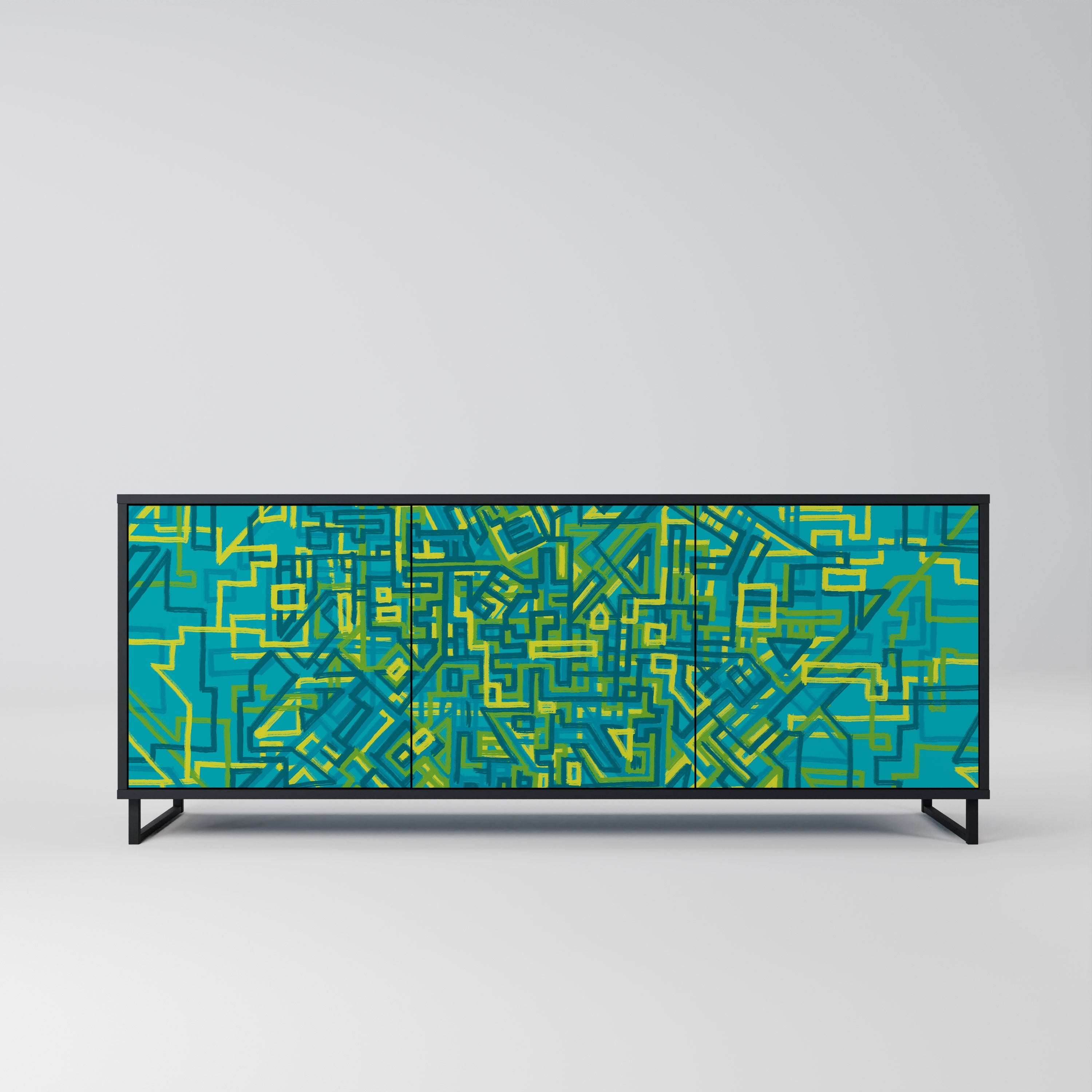 NOSTALGIC MEMORIES 3-Door Sideboard in Black Finish