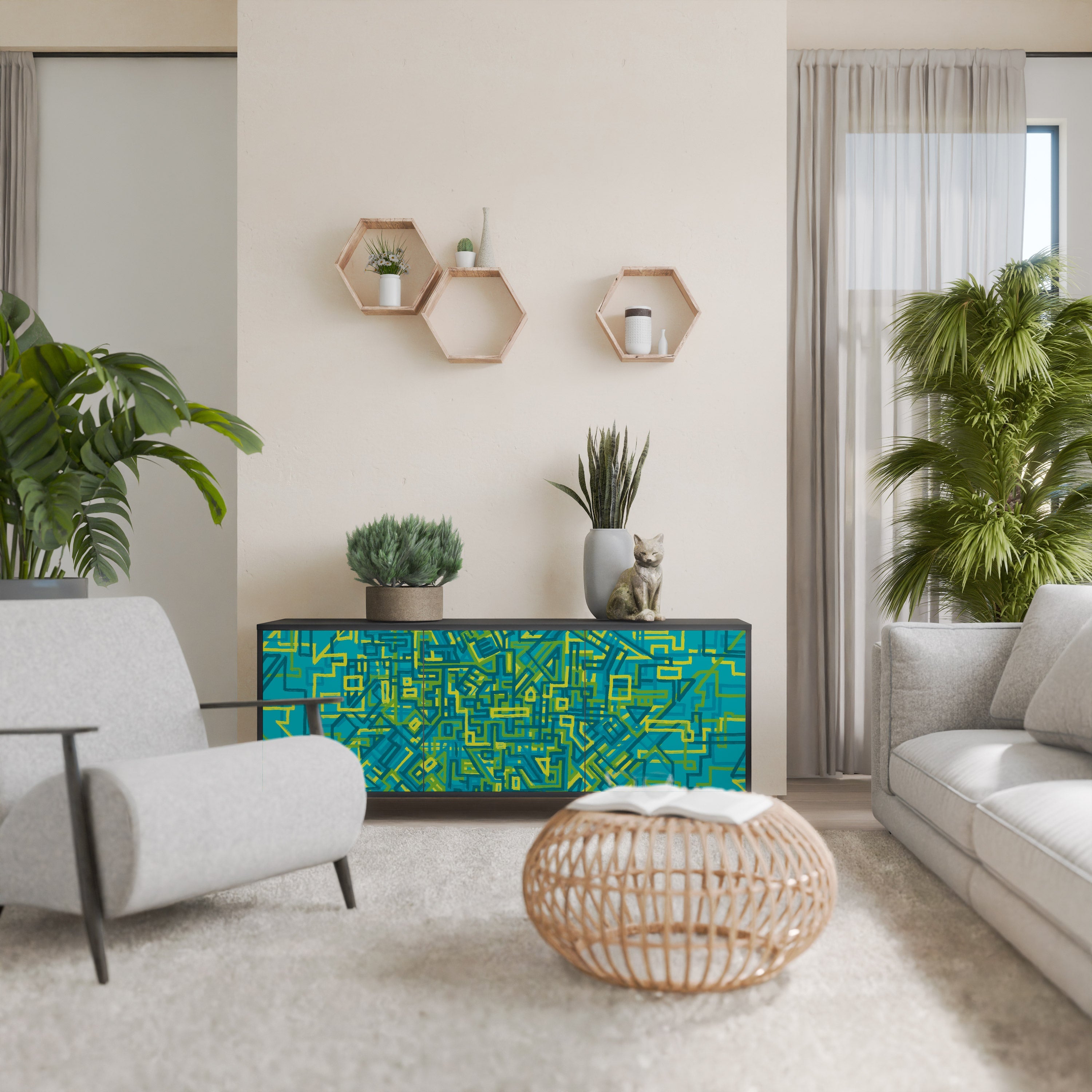 NOSTALGIC MEMORIES 3-Door Sideboard in Black Finish