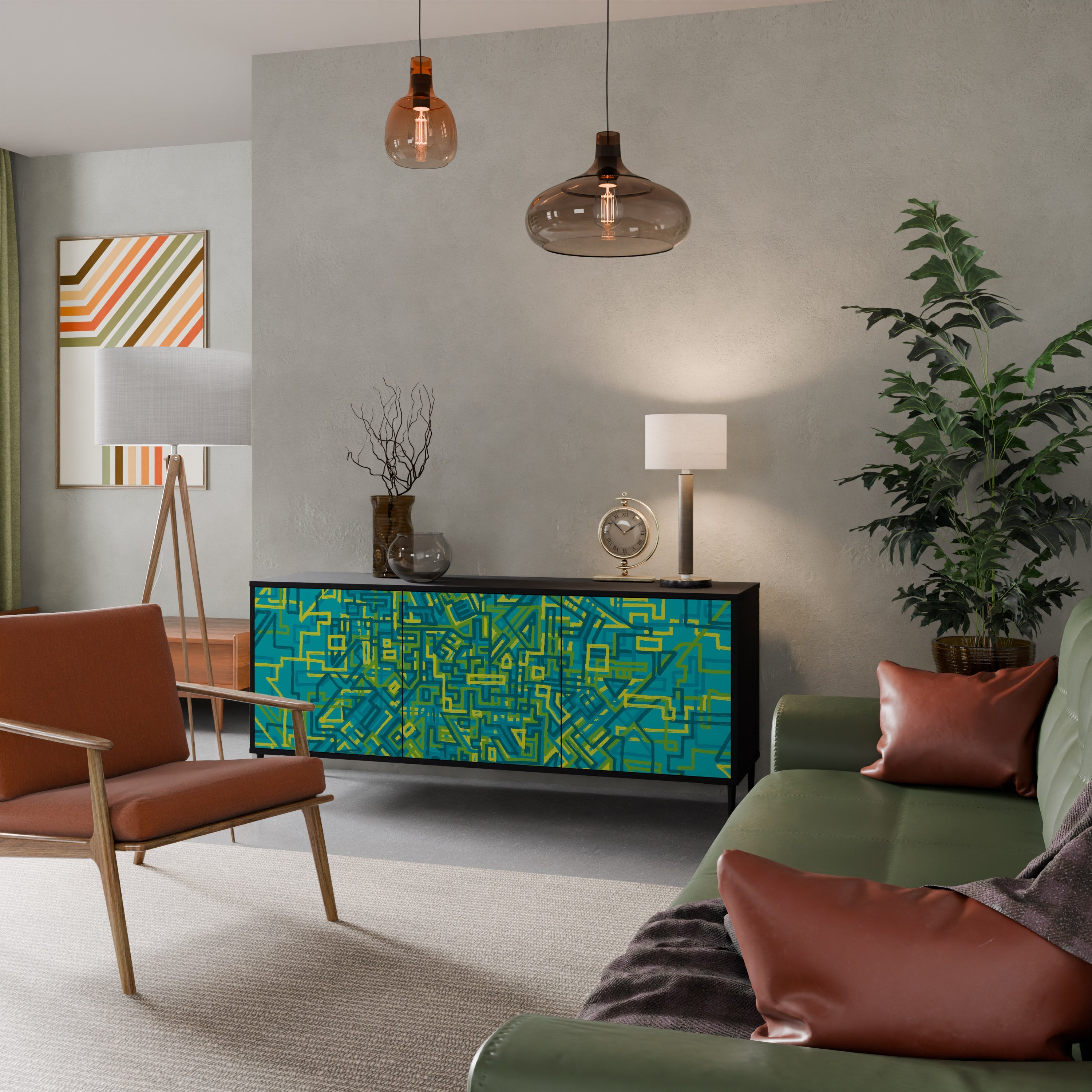 NOSTALGIC MEMORIES 3-Door Sideboard in Black Finish