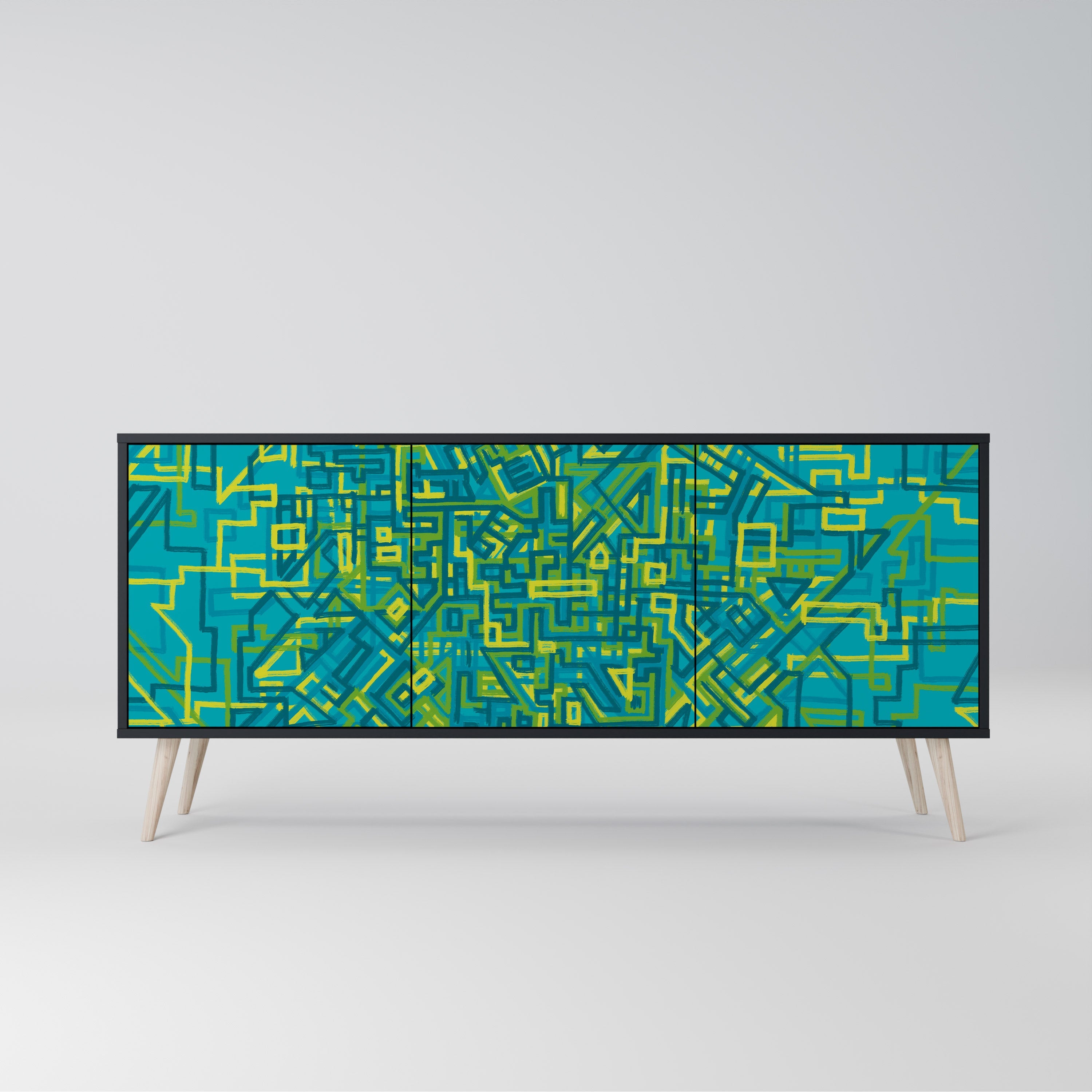 NOSTALGIC MEMORIES 3-Door Sideboard in Black Finish