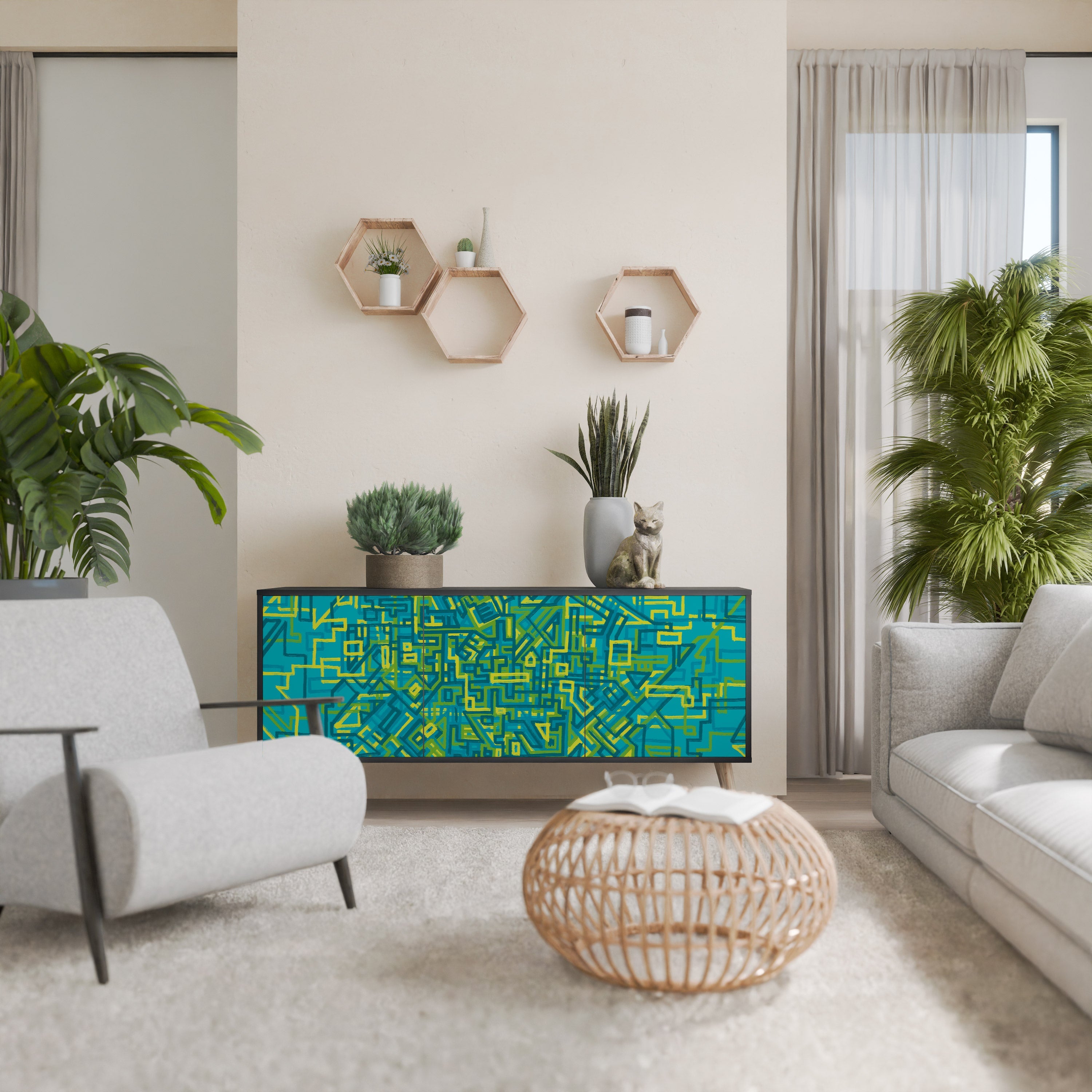 NOSTALGIC MEMORIES 3-Door Sideboard in Black Finish