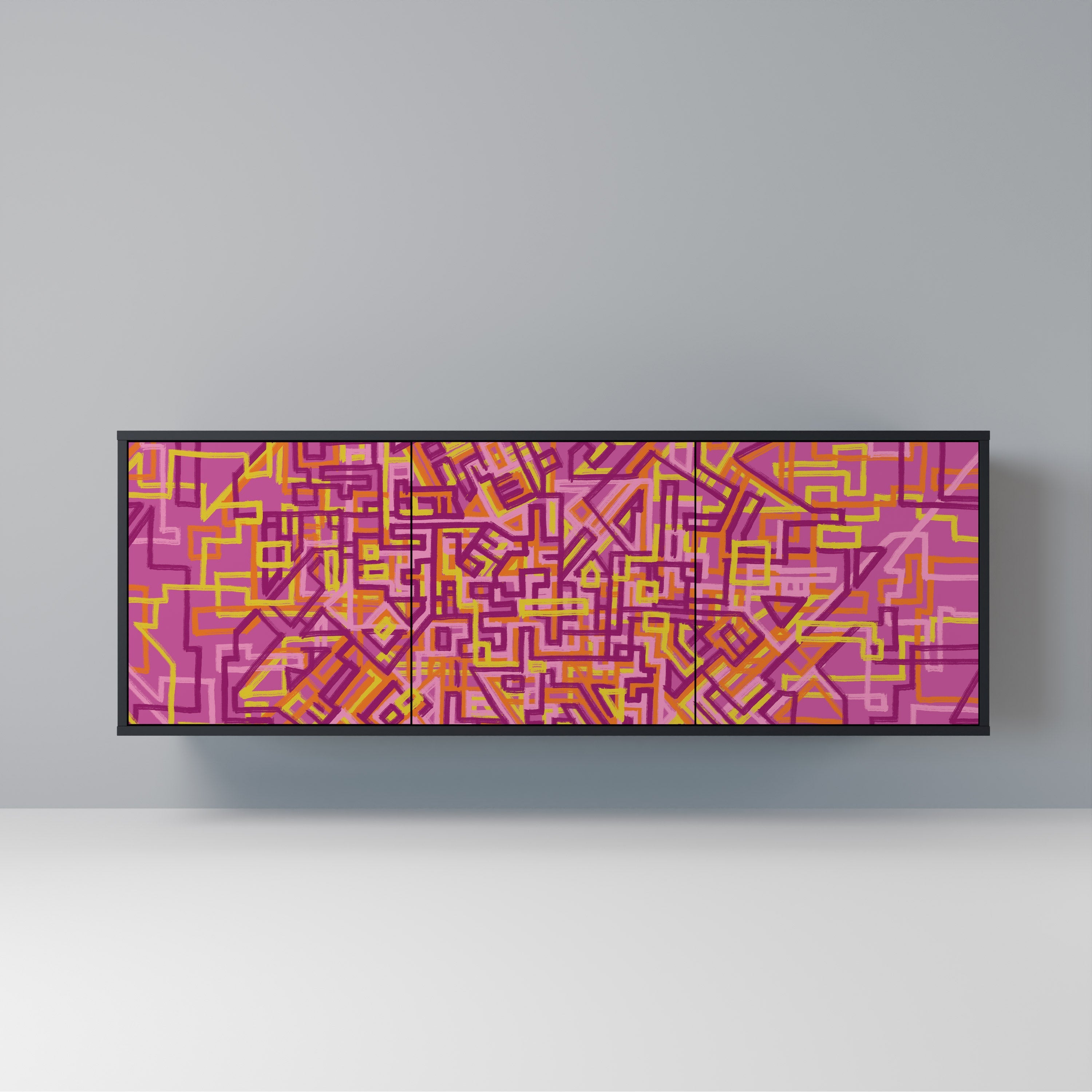 LOVELY MEMORIES 3-Door Sideboard in Black Finish