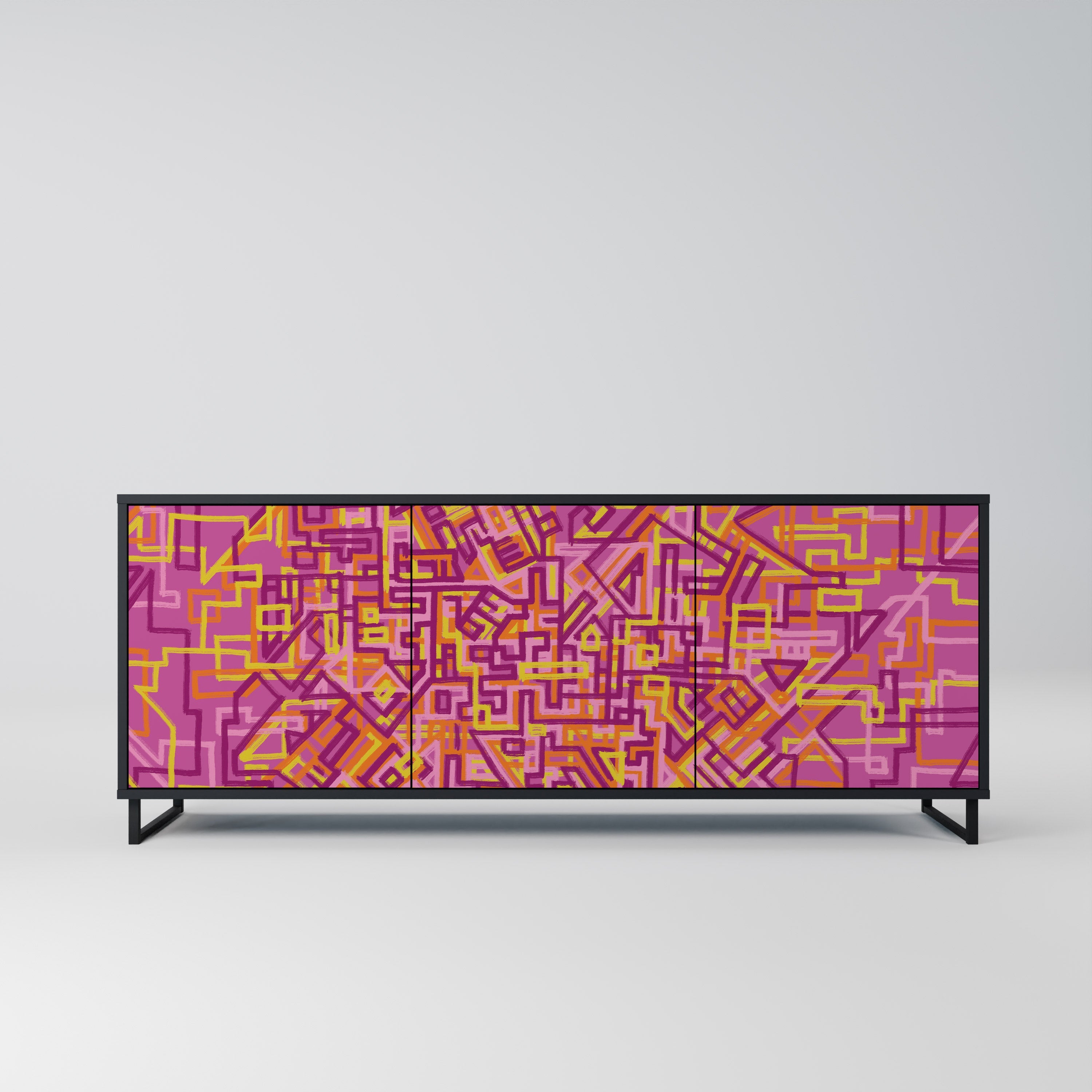 LOVELY MEMORIES 3-Door Sideboard in Black Finish