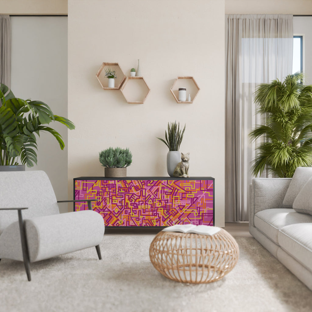 LOVELY MEMORIES 3-Door Sideboard in Black Finish