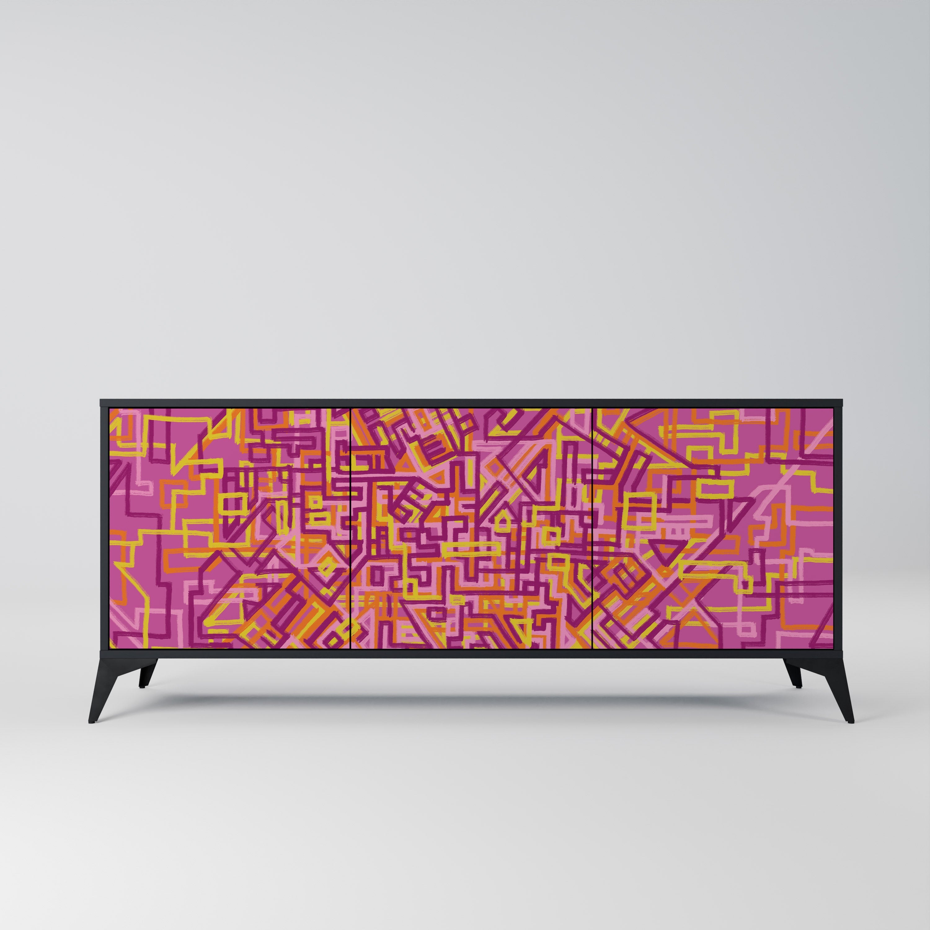 LOVELY MEMORIES 3-Door Sideboard in Black Finish