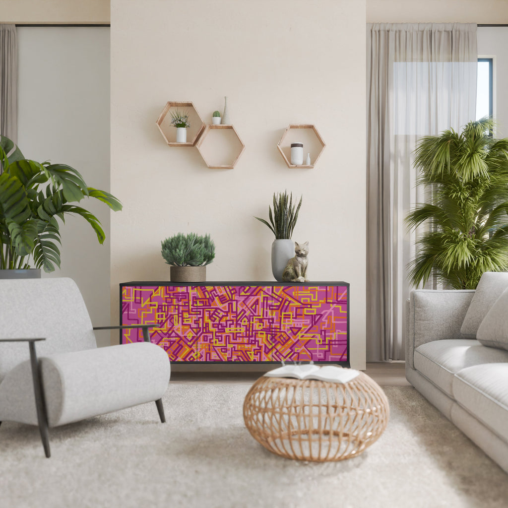 LOVELY MEMORIES 3-Door Sideboard in Black Finish